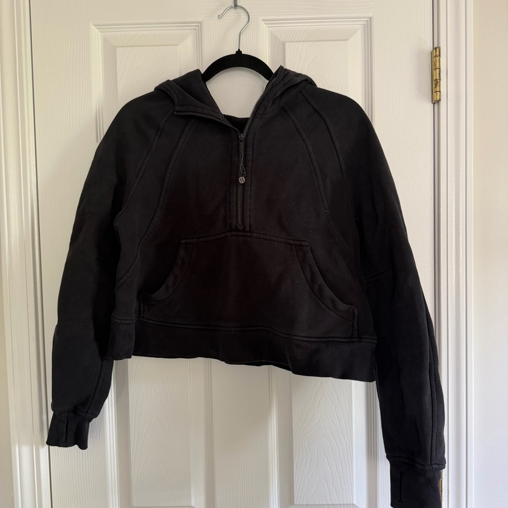 Lululemon Scuba Oversized Half-Zip Hoodie Cropped Black Size XS/S